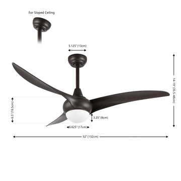 Aviator 52" Coastal Vintage Iron/Plastic Mobile-App/Remote-Controlled 6-Speed Retro Swirl Integrated LED Ceiling Fan